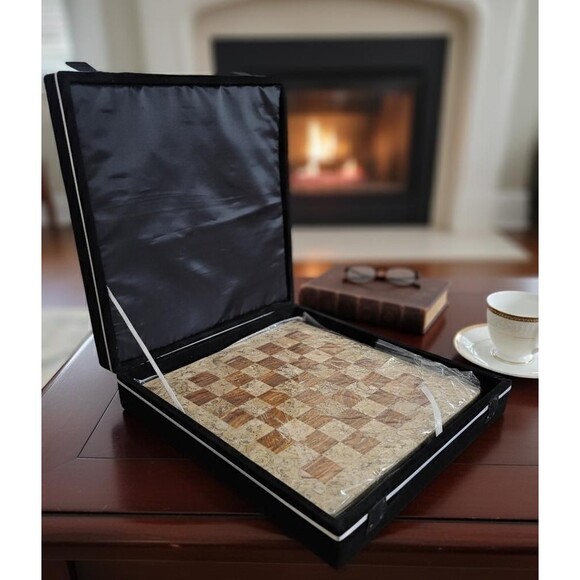 Handmade Marble Chess Set Brown chess Board & Pieces storage box Christmas gift - Picture 13 of 16